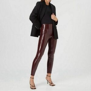 SPANX Faux Leather Wine Leggings